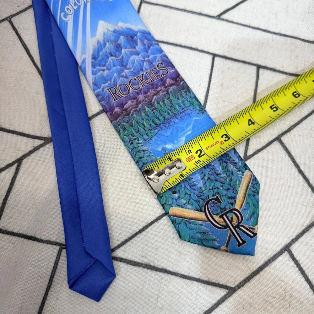 Ralph Marlin Necktie OS Blue Colorado Rockies MLB Mountain Graphic Print Vintage